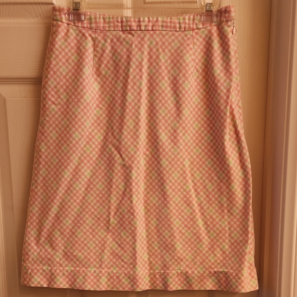 Brooks Brothers Orange and White Pencil Skirt Casual Resort Wear
